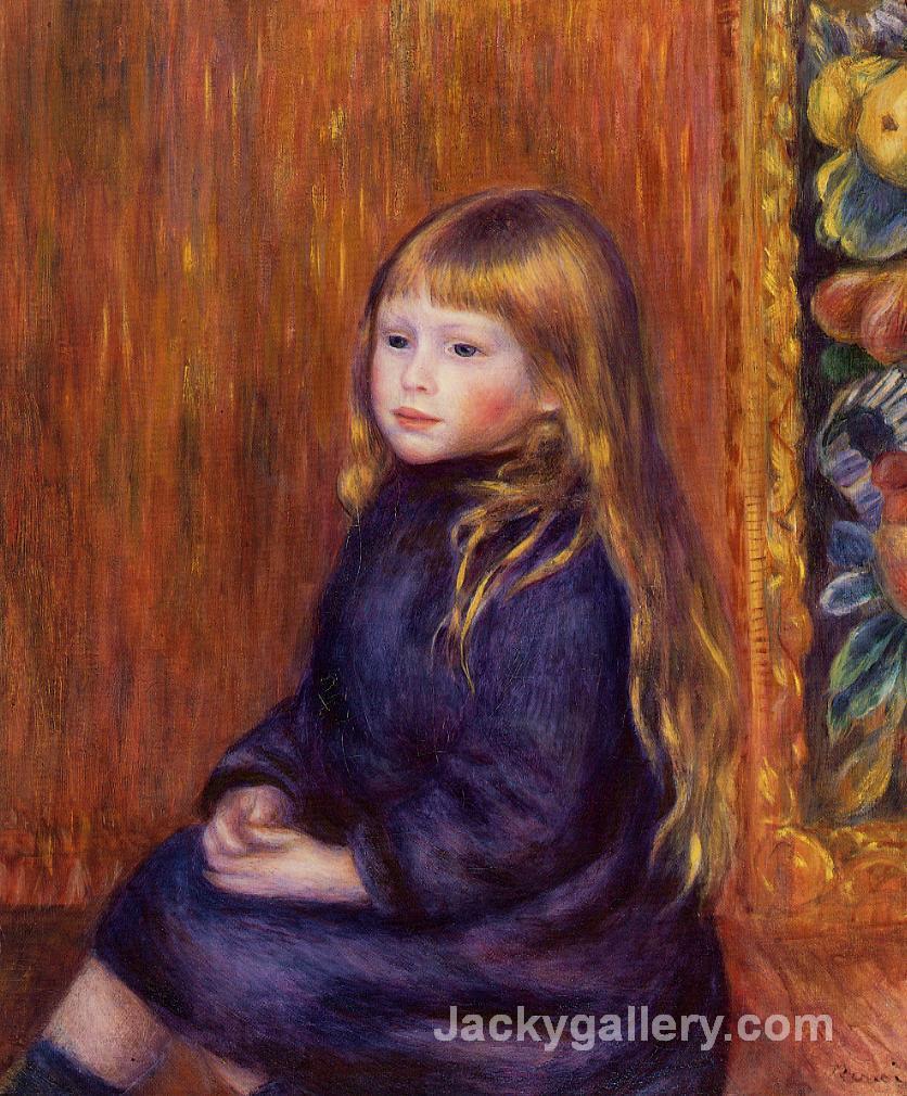 Seated Child in a Blue Dress by Pierre Auguste Renoir paintings reproduction